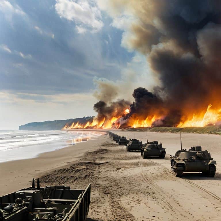 D-day invasion Normandy beach scene