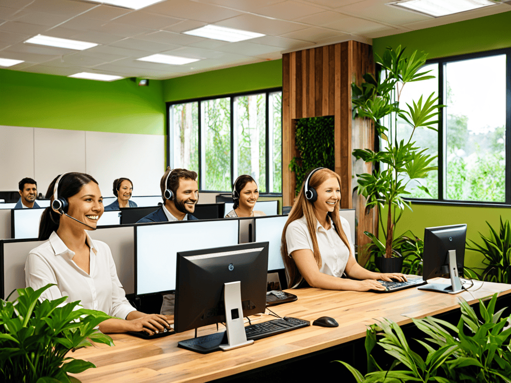 Customer service representative smiling